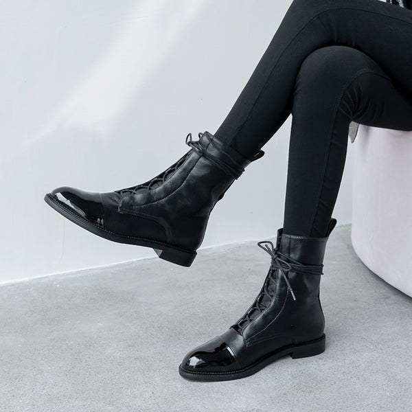 Botas Martin Planas de Cuero Suave - Estilo Británico Versátil para Mujer