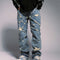 Jeans Rectos Destruidos con Diseño Spider Web