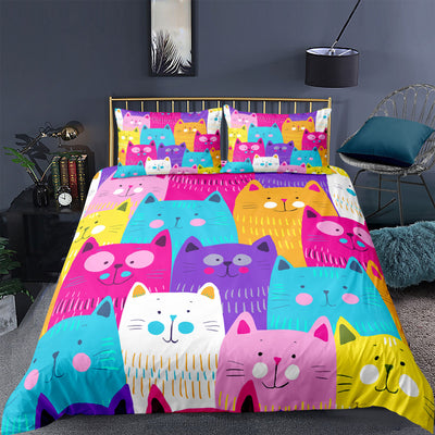 Juego de Sábanas Estampado 3D Animales Gatitos - Funda Nórdica de 3 Piezas - Image 5