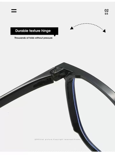 Full-frame trendy blue light blocking glasses with a transparent blue square frame and clear lenses. - Image 14