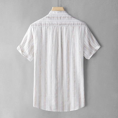 Camisa Retro Estilo Japonés de Lino con Cuello Mao para Hombre - Image 10