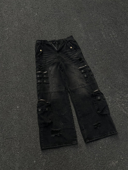Pantalones Vaqueros Vintage Oversized con Bolsillos Grandes - Image 8