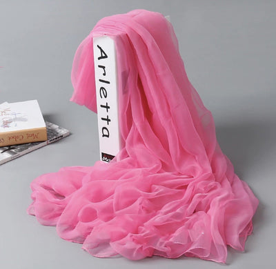 Pañuelo de Seda Largo para Mujer - Chal Playero Chifón Liso Grande - Image 39