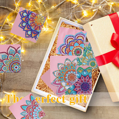 Set de 8 Marcapáginas de Cuero PU con Cristales Mandala Adhesivos Hechos a Mano - Image 4