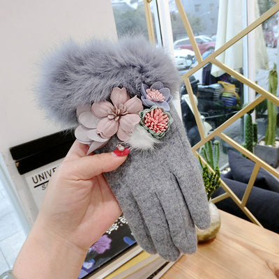 Guantes de Lana Térmica para Mujer con Bolitas de Pelaje - Image 5