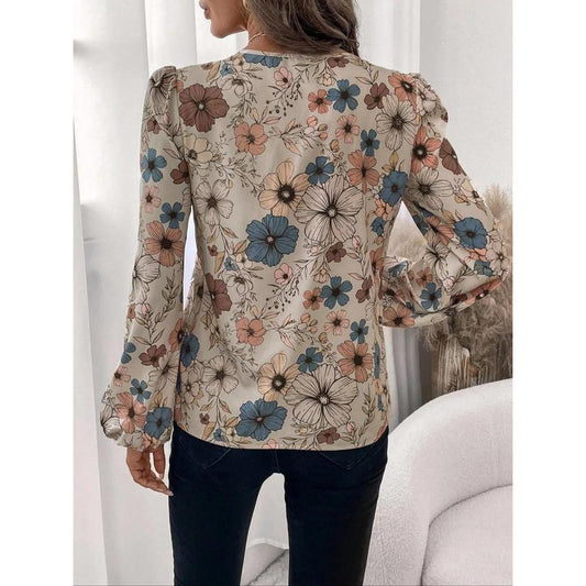 Blusa Elegante con Cuello Camisero y Estampado Floral - Image 2