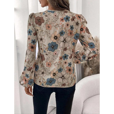 Blusa Elegante con Cuello Camisero y Estampado Floral - Image 2