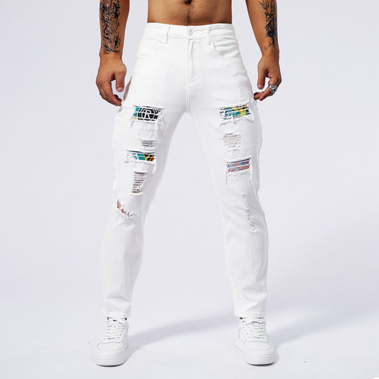 Jeans Rotos Delavados con Parches