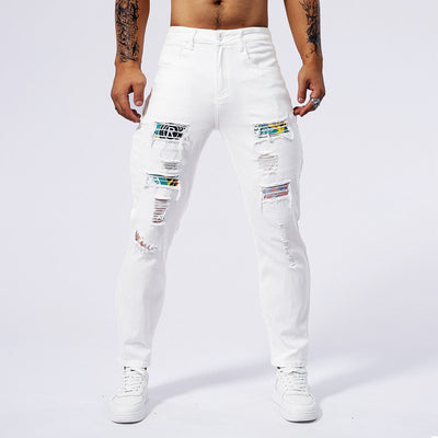 Jeans Rotos Delavados con Parches