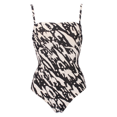 Traje de Baño Enterizo Tipo Tubo con Hombros Triangulares Negro y Blanco - Image 5