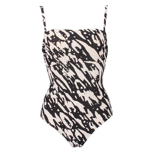 Traje de Baño Enterizo Tipo Tubo con Hombros Triangulares Negro y Blanco - Image 5