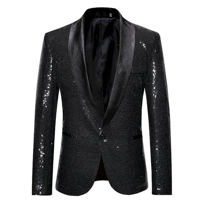 Blazer de Lentejuelas Hombre - Traje Elegante de Color Sólido - Image 8