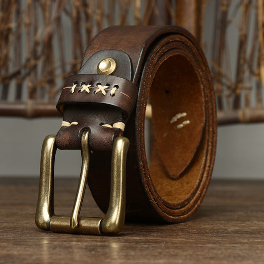 Cinturón Vaquero de Cuero Vintage Delavado con Hebilla de Pasador - Image 11