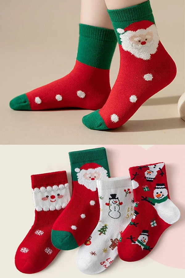 Calcetines Navideños para Toda la Familia - Pack de 4 Pares Suaves y Cómodos