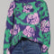 Suéter Pullover para Mujer con Cuello Redondo y Jacquard Floral Bicolor