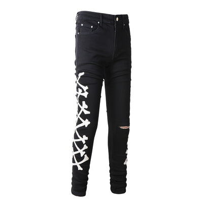 Jeans Slim Fit Negros para Hombre con Detalles Plateados - Image 3