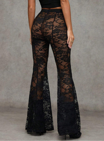 Pantalones Acampanados de Cintura Alta con Encaje para Hombre y Mujer - Image 11
