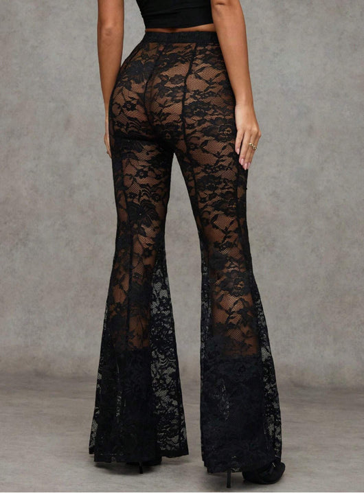 Pantalones Acampanados de Cintura Alta con Encaje para Hombre y Mujer - Image 11