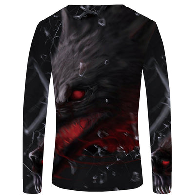 Camiseta Manga Larga Serie Lobo Impresión 3D para Hombre - Image 13