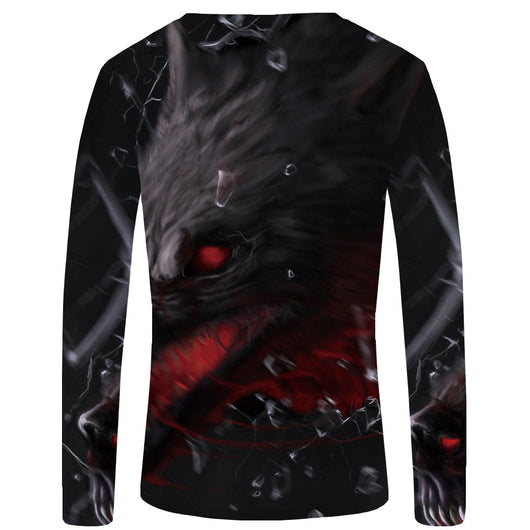 Camiseta Manga Larga Serie Lobo Impresión 3D para Hombre - Image 13
