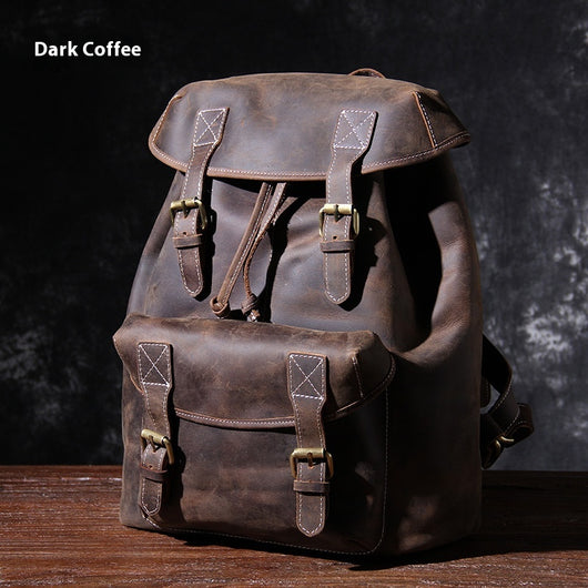 Mochila de Cuero Genuino Retro con Gran Capacidad - Image 5