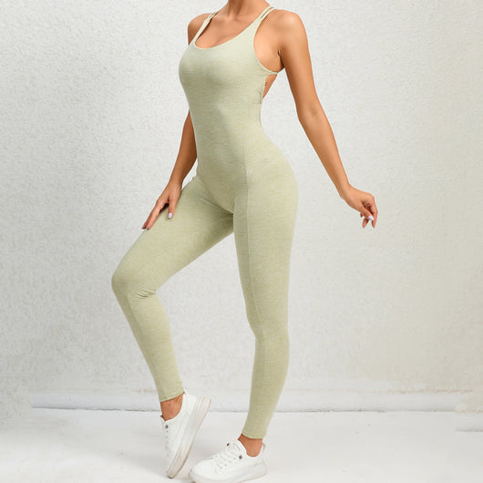 Jumpsuit Deportivo para Yoga con Espalda Cruzada - Leggings sin Costuras Ajustados para Fitness - Image 42