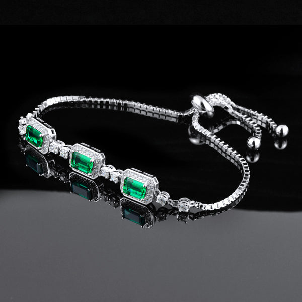 Pulsera de Plata S925 con Esmeralda - Diseño Elegante para Mujer