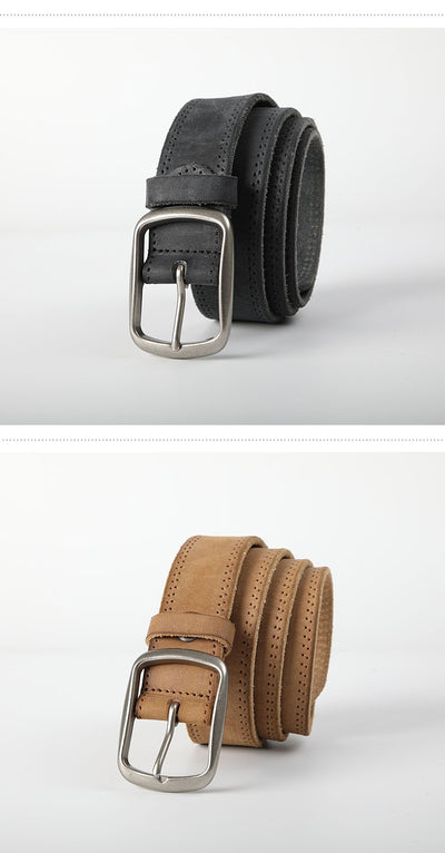Cinturón de Cuero Vacuno Gastado Estilo Retro para Hombre - Image 8