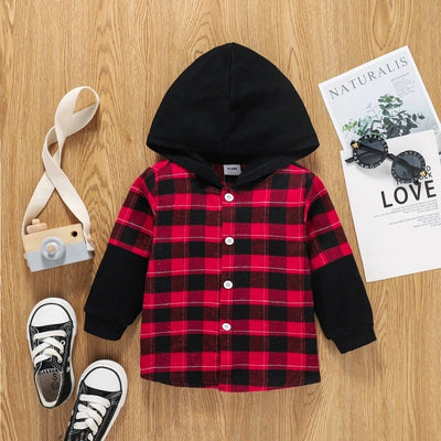 Chaqueta Camisa a Cuadros con Capucha para Niño - Estilo Casual Moderno - Image 13