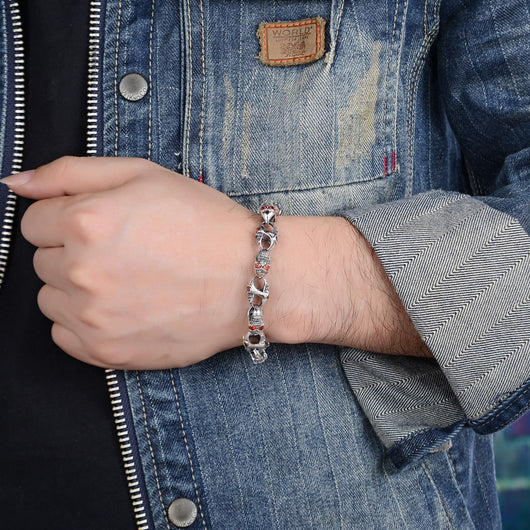 Pulsera de Plata 925 Personalizada Punk Hip Hop para Parejas - Estilo Dark Fashion - Image 7