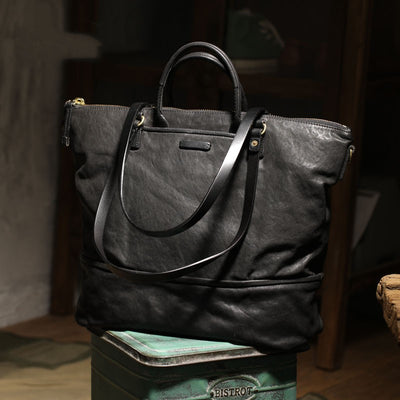 Bolso Tote de Cuero Curtido al Vegetal - Gran Capacidad para Viajes y Uso Diario - Image 3