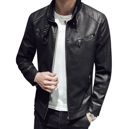 Chaqueta de Cuero para Hombre con Cierre de Cremallera - Image 10