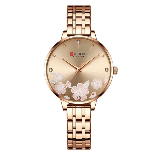 Reloj de Cuarzo para Mujer con Correa de Acero y Diseño Floral - Image 8