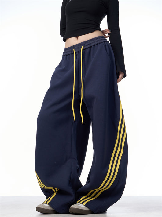 Pantalones Casuales Anchos a Rayas con Cordones - Image 17