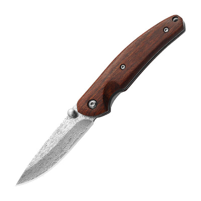 Cuchillo Plegable de Acero Damasco para Camping, Defensa Personal y Uso Portátil - Image 8