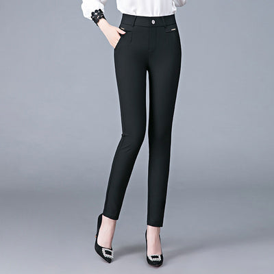Pantalones Casuales Coreanos Cintura Alta Elásticos Ajustados Efecto Adelgazante - Image 8