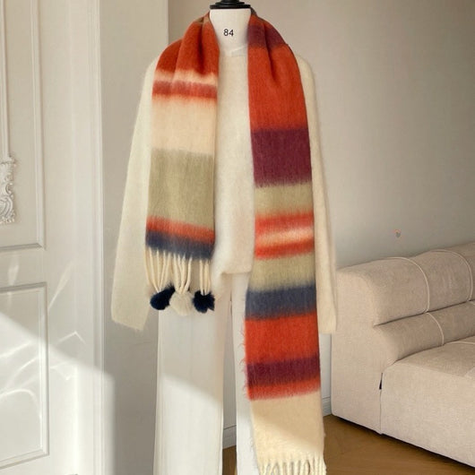Bufanda Mohair Arcoíris con Borlas Dopamina - Image 2