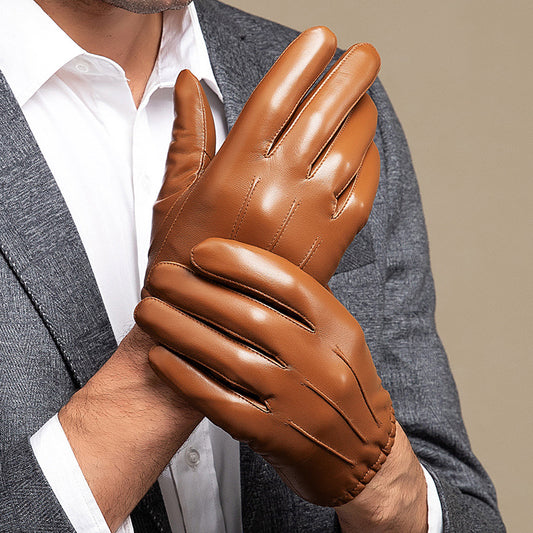 Guantes de Piel de Oveja con Forro Polar y Acolchado Térmico