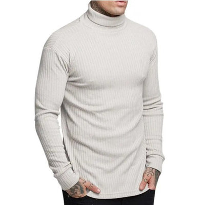 Suéter Tejido Slim Fit Cuello Alto con Rayas Retorcidas para Hombre - Image 24