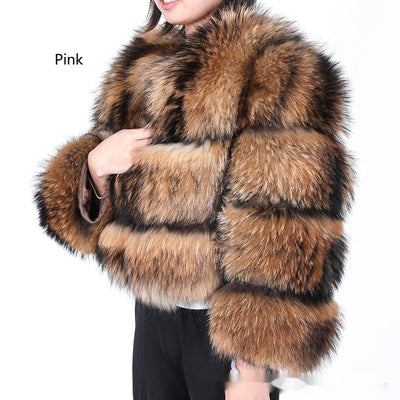 Abrigo de Piel de Mapache Corto para Mujer - Cuero y Fur Premium - Image 3