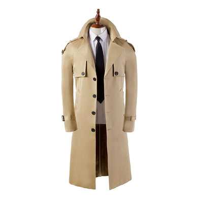 Abrigo Trinchera Largo Hombre Slim Elegante Negocios - Image 6