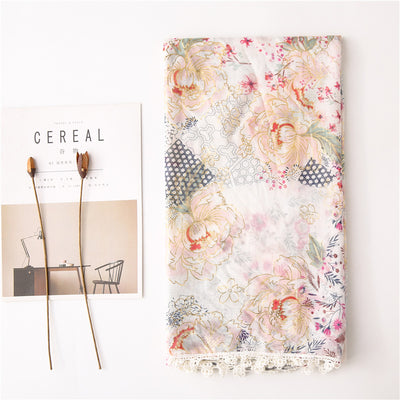 Pañuelo Floral de Encaje Algodón Suave para Mujer