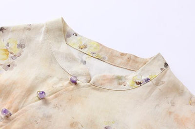 Vestido Cheongsam Literario Mejorado con Cuello Mao y Estampado para Mujer - Image 11