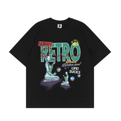 Playera Holgada Estampado Robot Alienígena Tech para Hombre - Image 13