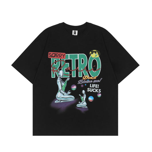 Playera Holgada Estampado Robot Alienígena Tech para Hombre - Image 13