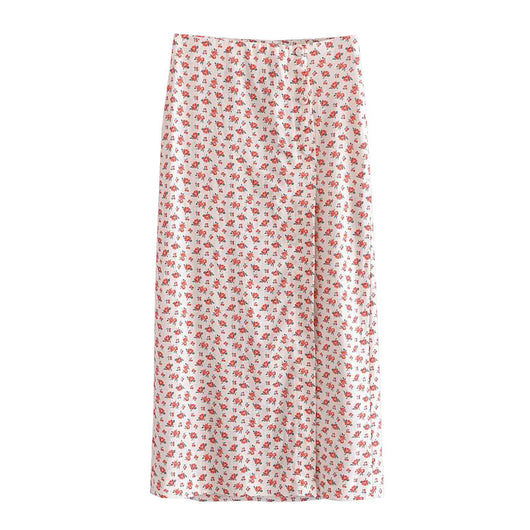 Conjunto de Blusa y Falda de Lino con Estampado Floral Estilo Europeo - Image 9