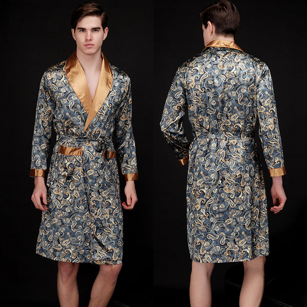 Pijama Largo de Seda Helada para Hombre - Comodidad Fresca para el Verano