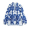 Blusa Vintage Estampada Cuello V Mangas Abullonadas