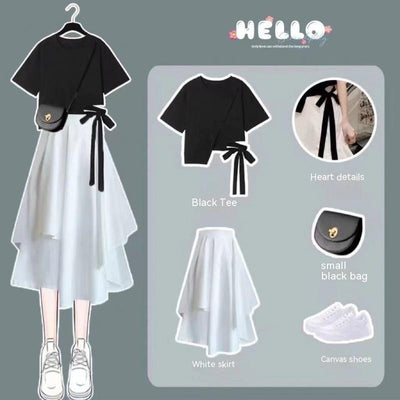 Conjunto Camiseta y Falda Suelta Estilo Coreano - Image 2