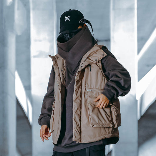 Chaqueta Acolchada Casual Hombre con Gorro Tipo Pez - Image 7